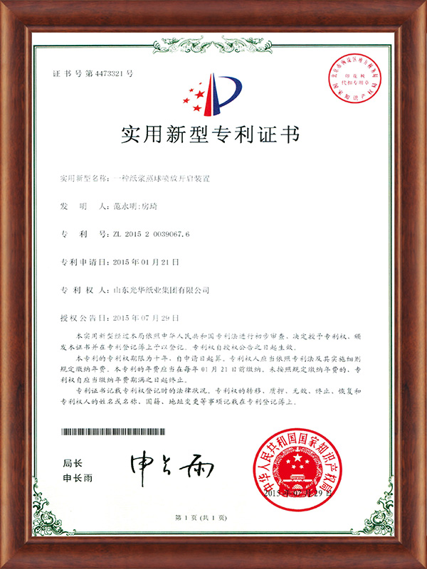 一種紙漿蒸球噴放開啟裝置2015.7.29